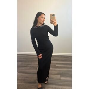 Cult Gaia Eleanora Embellished Midi Dress in Black Size XS Knit Beaded Backless